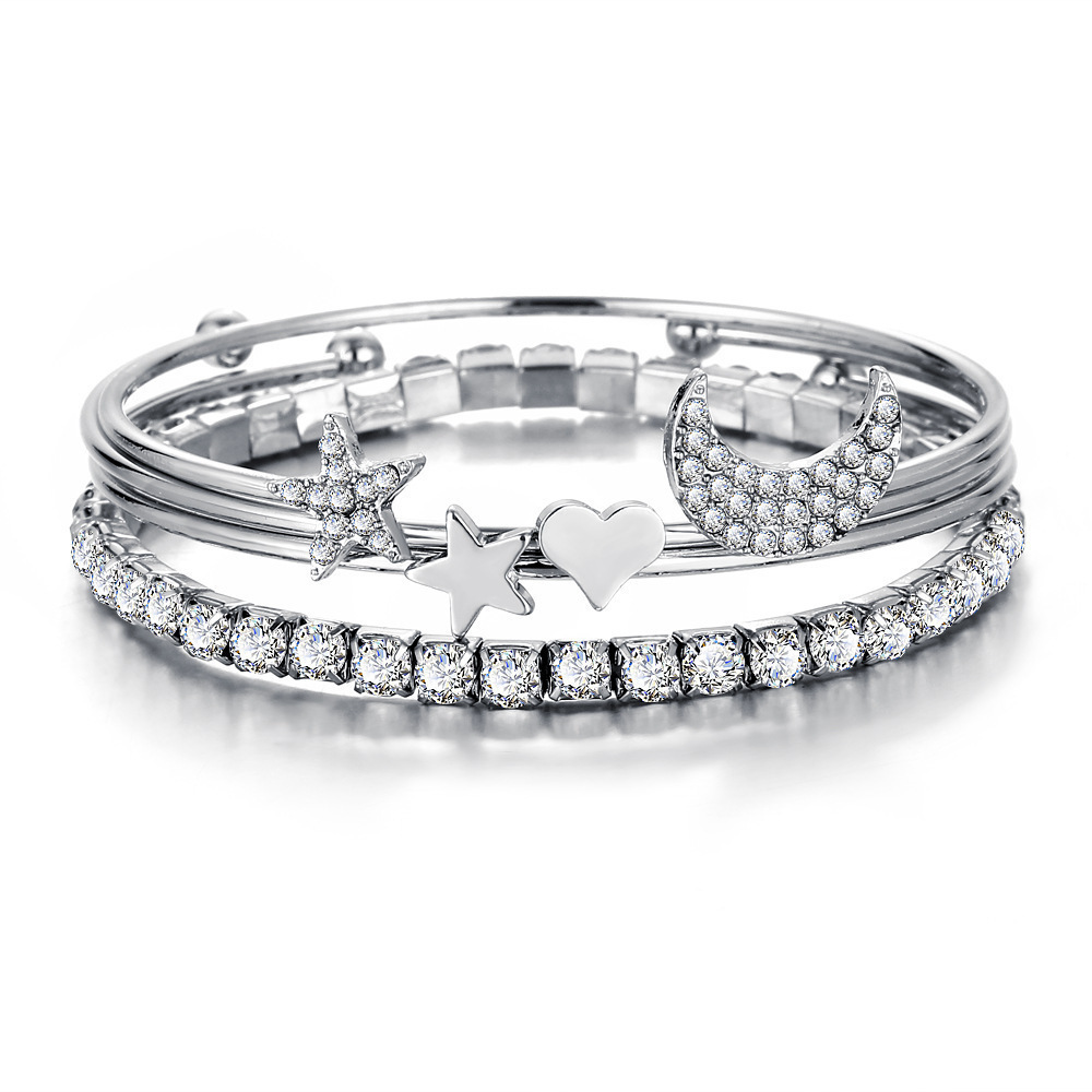Women Moon Stars Cuff Bracelets Bangles Simple Gifts - Image 5
