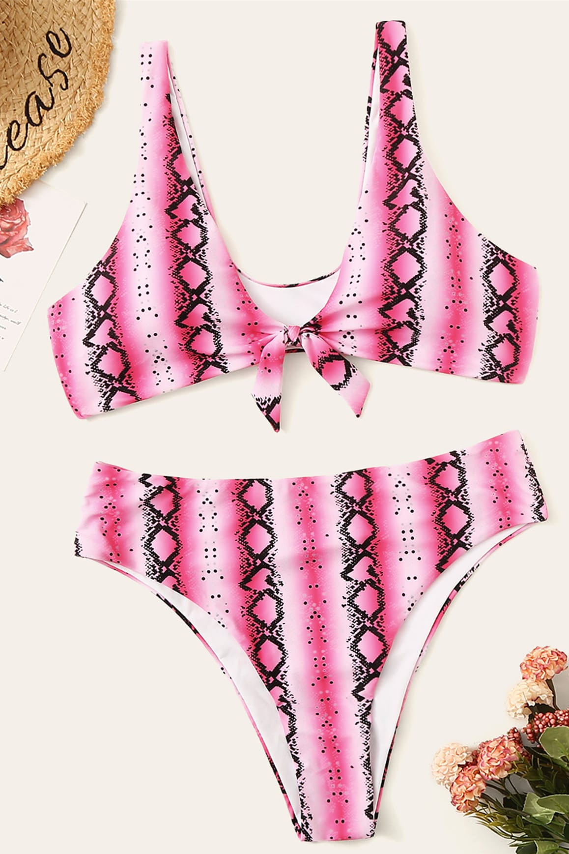 Sexy plus size knotted high waist ladies swimwear - Image 6