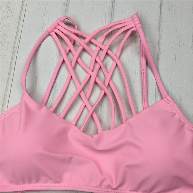 2021 cut out Bikinis Sexy pink bandage cut out Halter bikini swimsuit women cross Women's swimwear swimming suit - Image 4