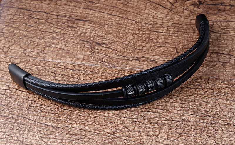 Leather Cord Bracelet Leather Braided Bracelets Genuine Leather Multi-layer Men's Jewelry - Image 8