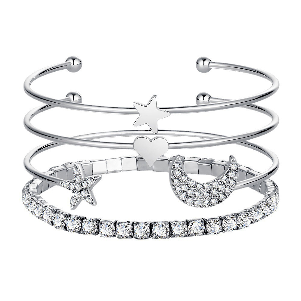 Women Moon Stars Cuff Bracelets Bangles Simple Gifts - Image 3