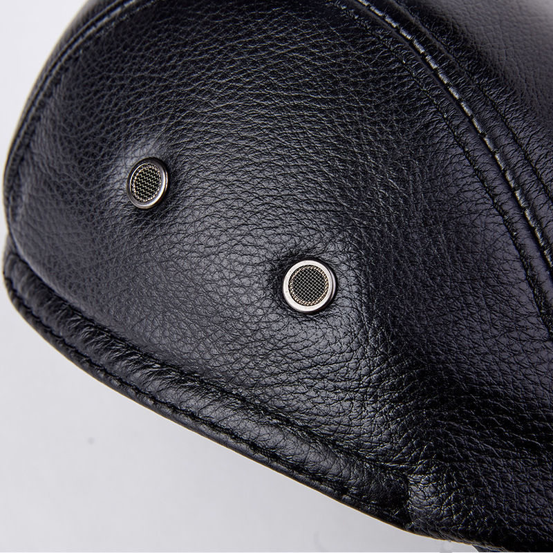 Men Genuine Cowhide With Ear Flaps Beret Hats - Image 2
