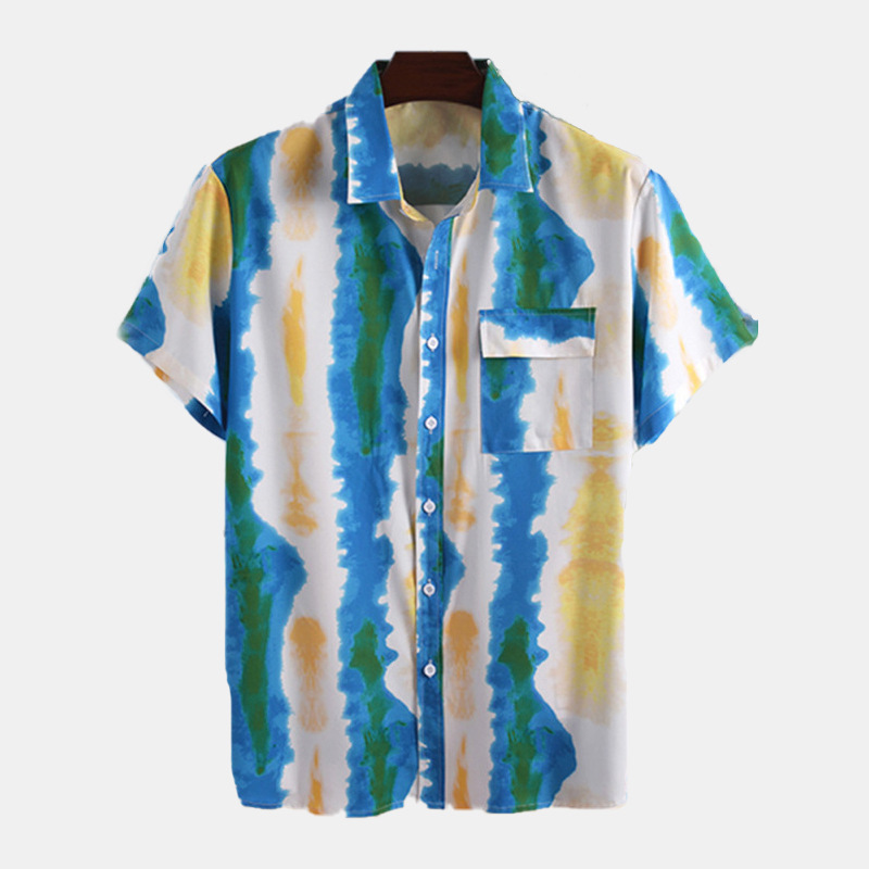 Men's Casual Beachwear Stripe Print Set - Image 2