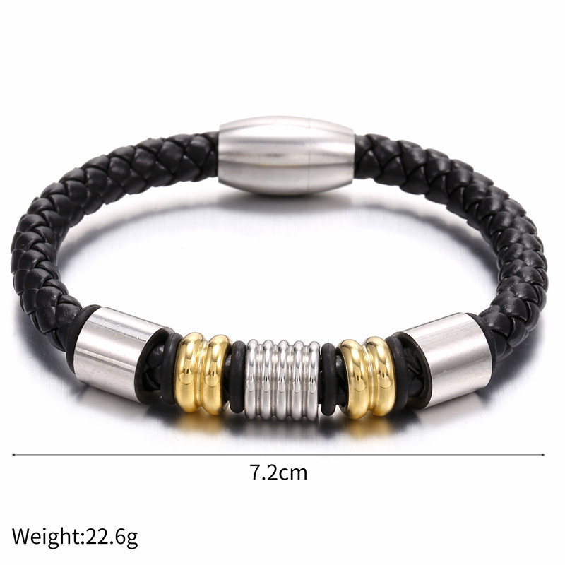 Selling Stainless Steel Men's Leather Bracelets Simple And Versatile Punk Bracelets Men's Jewelry And Bracelets - Image 2
