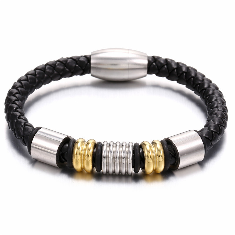 Selling Stainless Steel Men's Leather Bracelets Simple And Versatile Punk Bracelets Men's Jewelry And Bracelets - Image 5