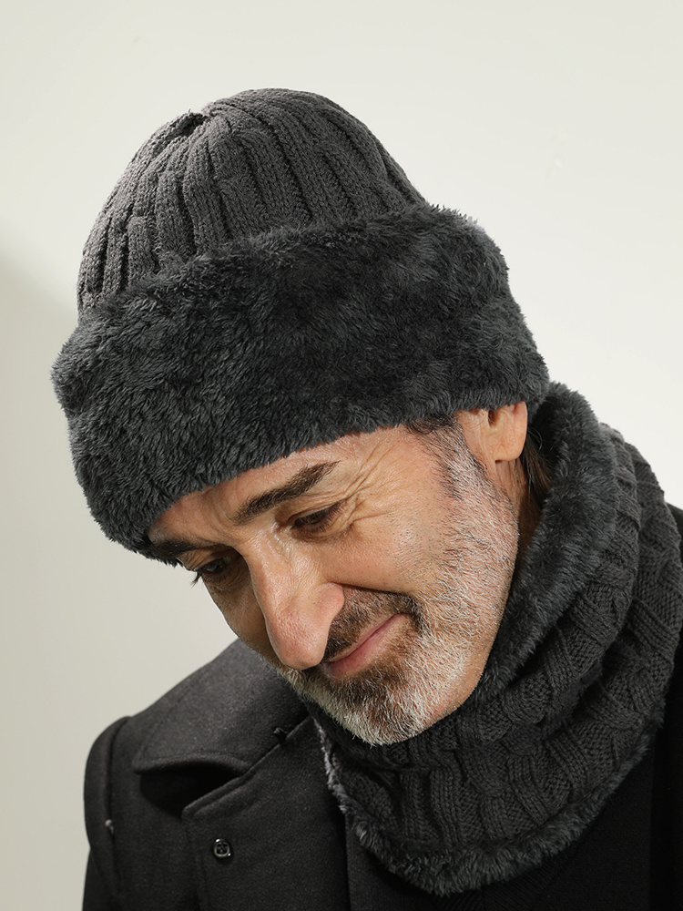 Woolen Hats For Middle-aged And Elderly Men In Winter Thicken Men's Knitted Hats For The Elderly - Image 3
