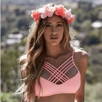 2021 cut out Bikinis Sexy pink bandage cut out Halter bikini swimsuit women cross Women's swimwear swimming suit - Image 9