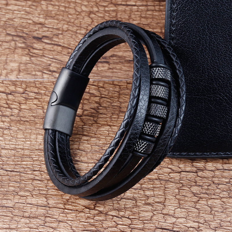 Leather Cord Bracelet Leather Braided Bracelets Genuine Leather Multi-layer Men's Jewelry - Image 10