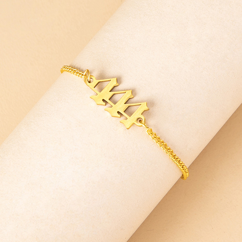 Stainless Steel Number 444 Chain Bracelets For Women - Image 5
