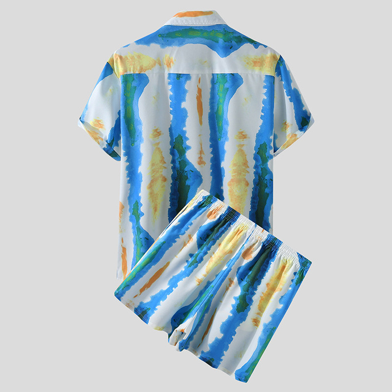 Men's Casual Beachwear Stripe Print Set - Image 6