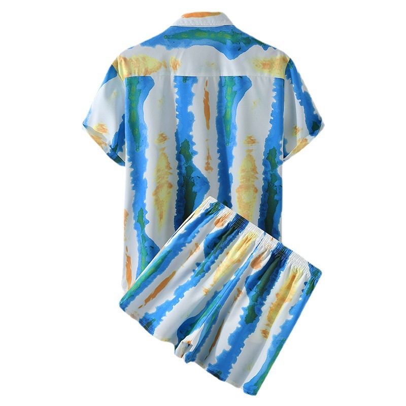 Men's Casual Beachwear Stripe Print Set - Image 5