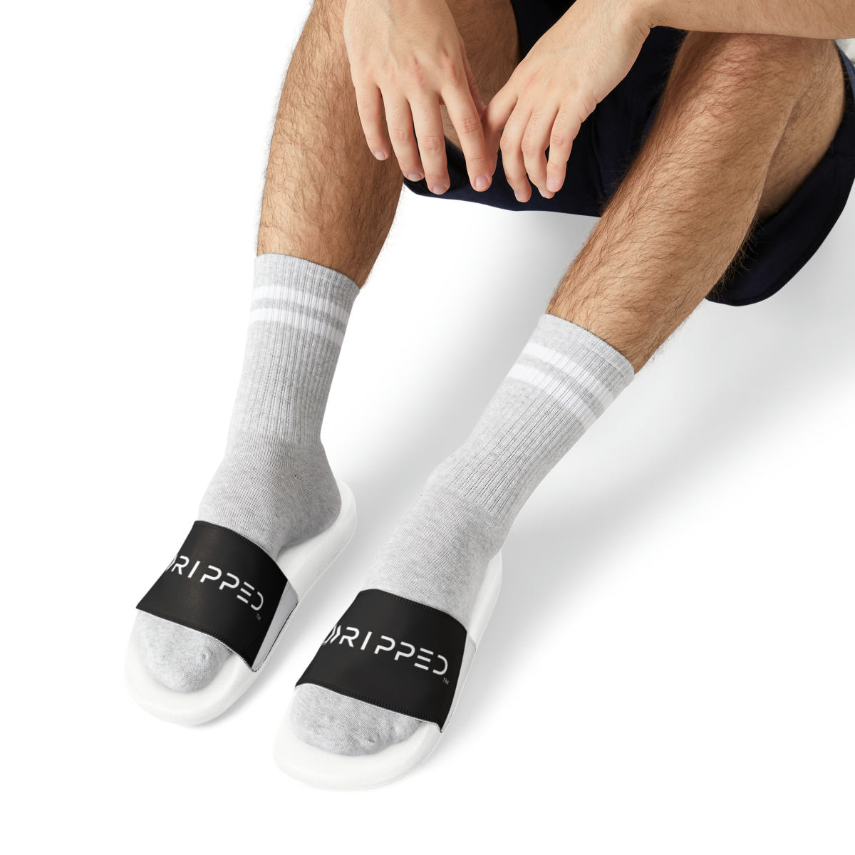 Ripped Men's Slide Sandal(Black/White) - Image 9