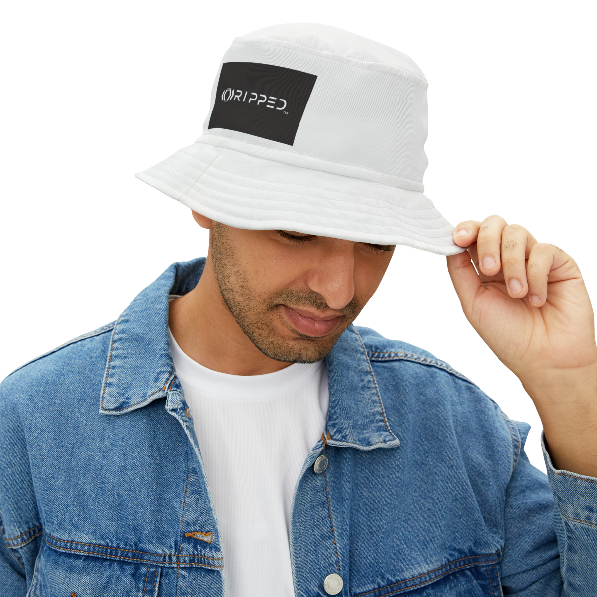 Ripped Bucket Hat (Black/White) - Image 6