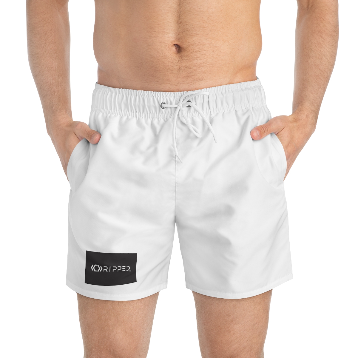 Ripped Men’s Swim Trunks(Black/White)