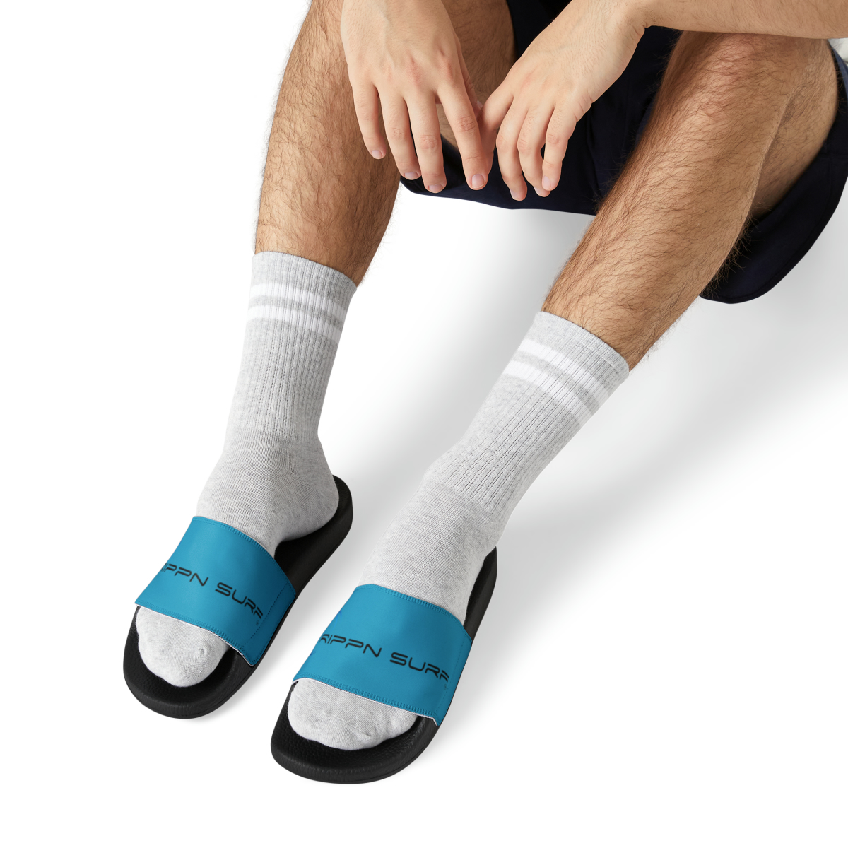 Rippn Surf Ocean Blue Men’s Chill Slide Sandals(Dark Soled) - Image 9