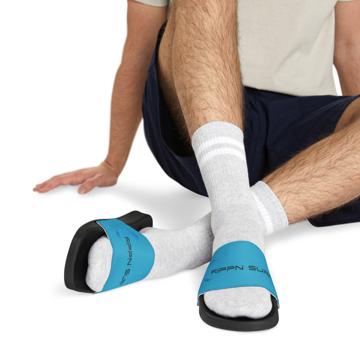 Rippn Surf Ocean Blue Men’s Chill Slide Sandals(Dark Soled) - Image 10