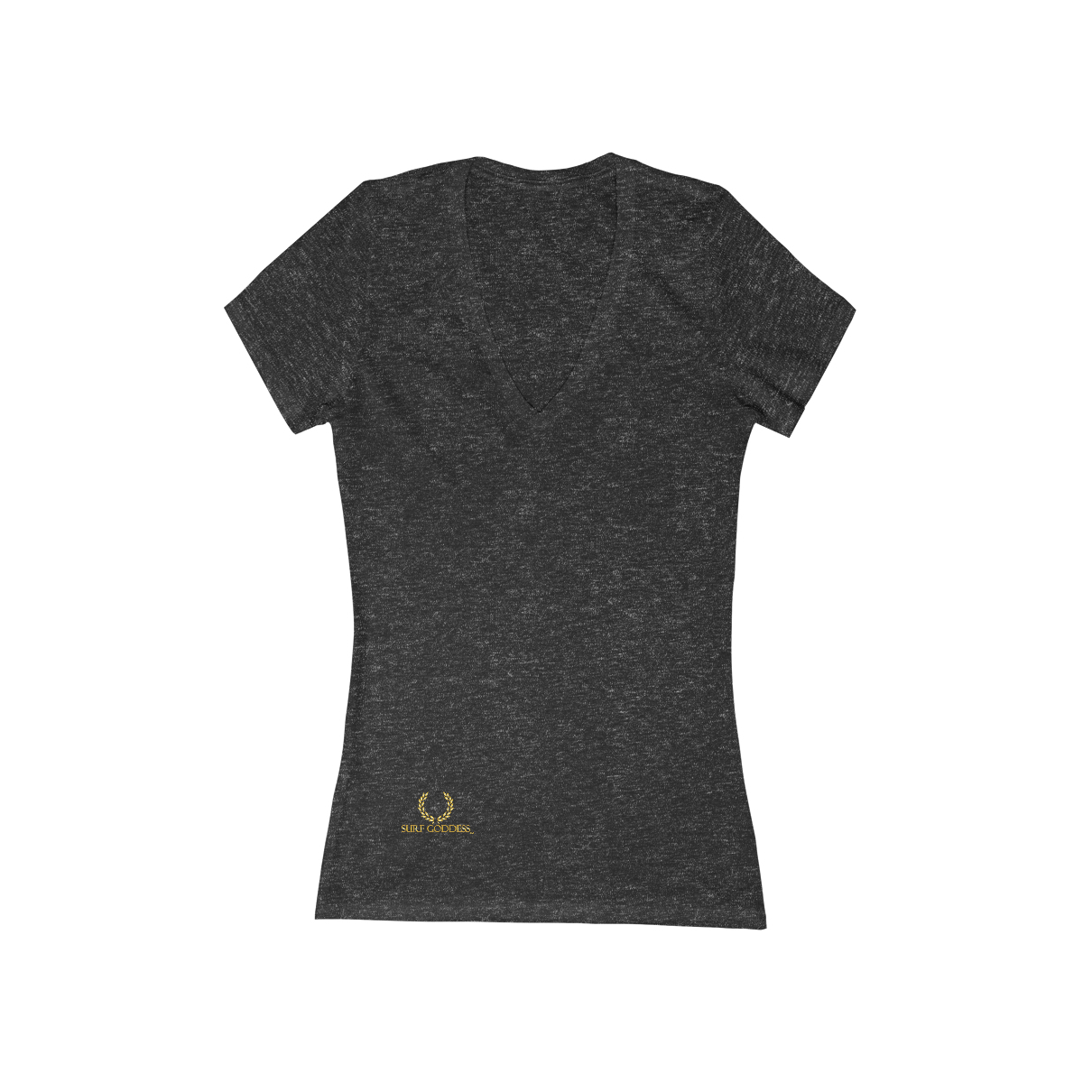 Surf Goddess Women’s Dark Grey Short Sleeve Deep V-Neck Tee