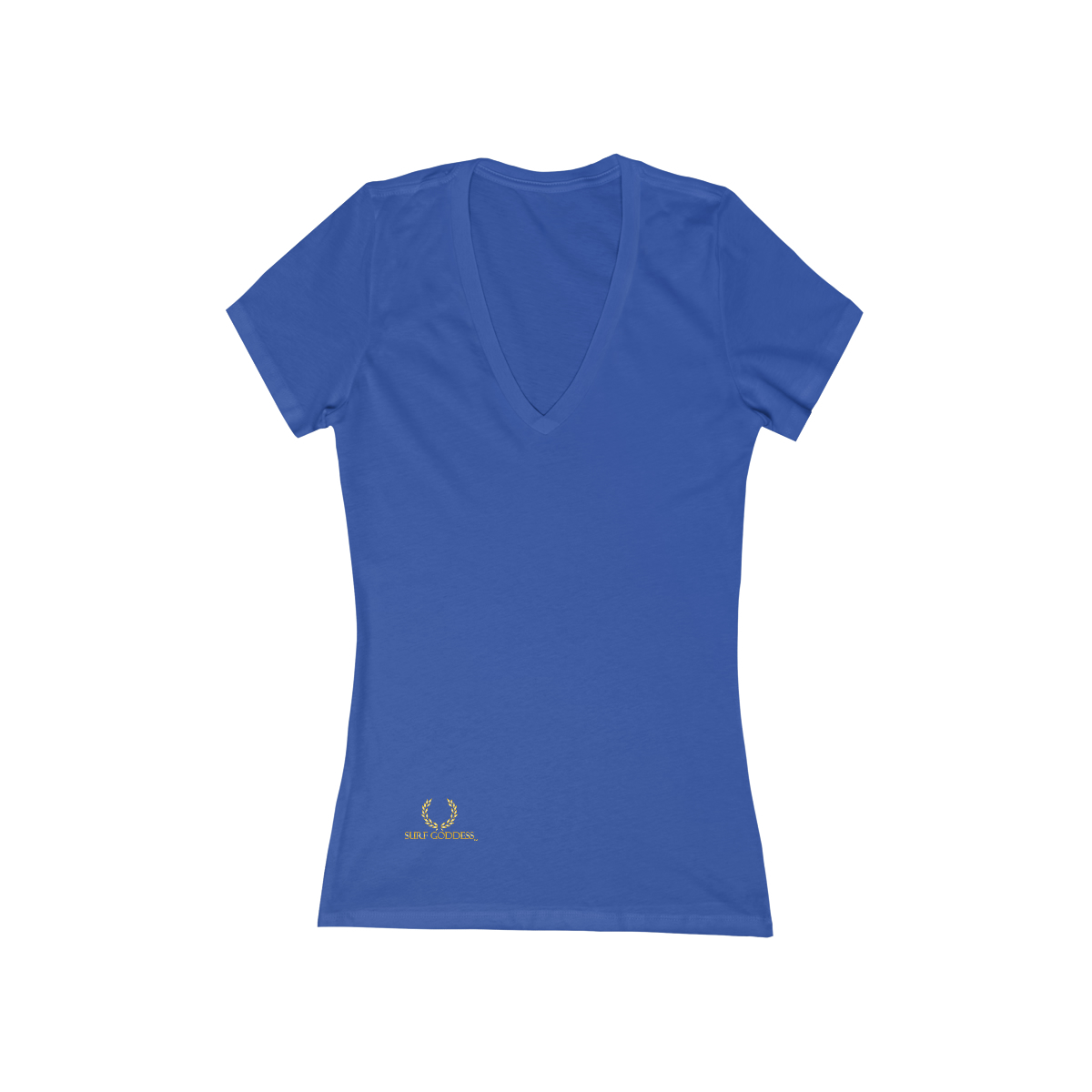 Surf Goddess Women’s Blue Short Sleeve Deep V-Neck Tee