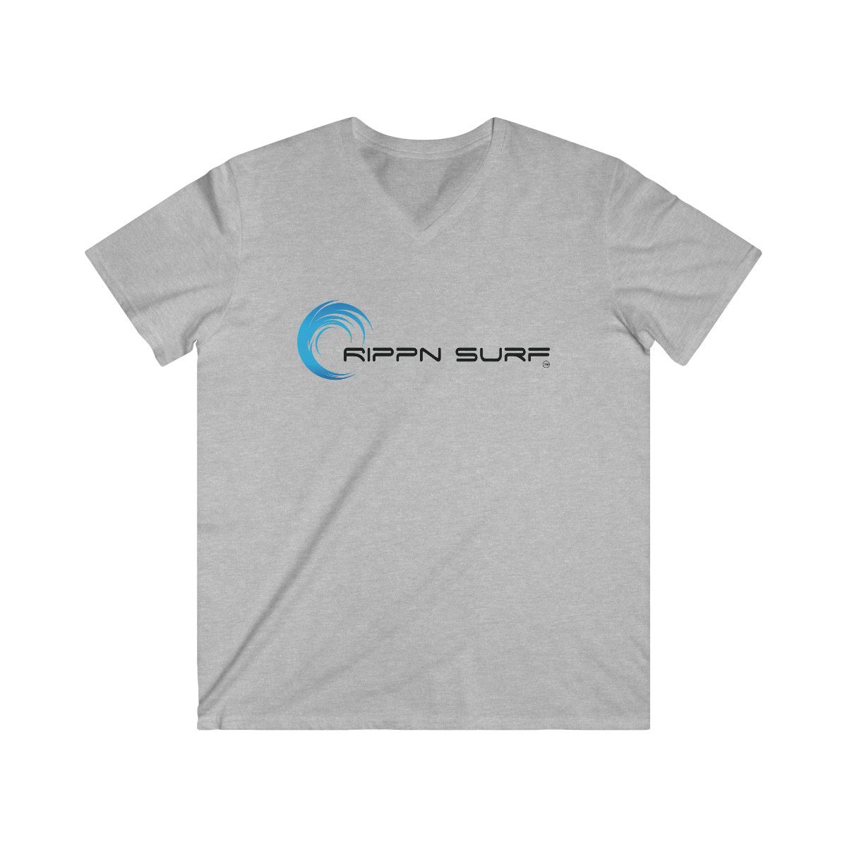 Rippn Surf Men's Grey Fitted V-Neck Short Sleeve Tee