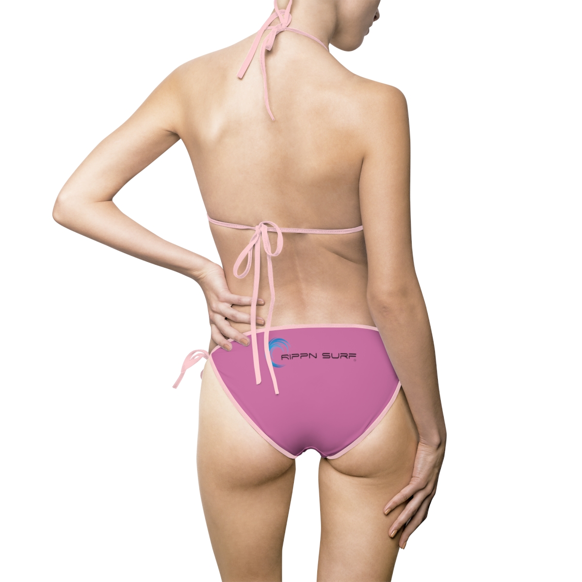 Rippn Surf Light Pink Strapped Pink Frontside Backside Women's Bikini