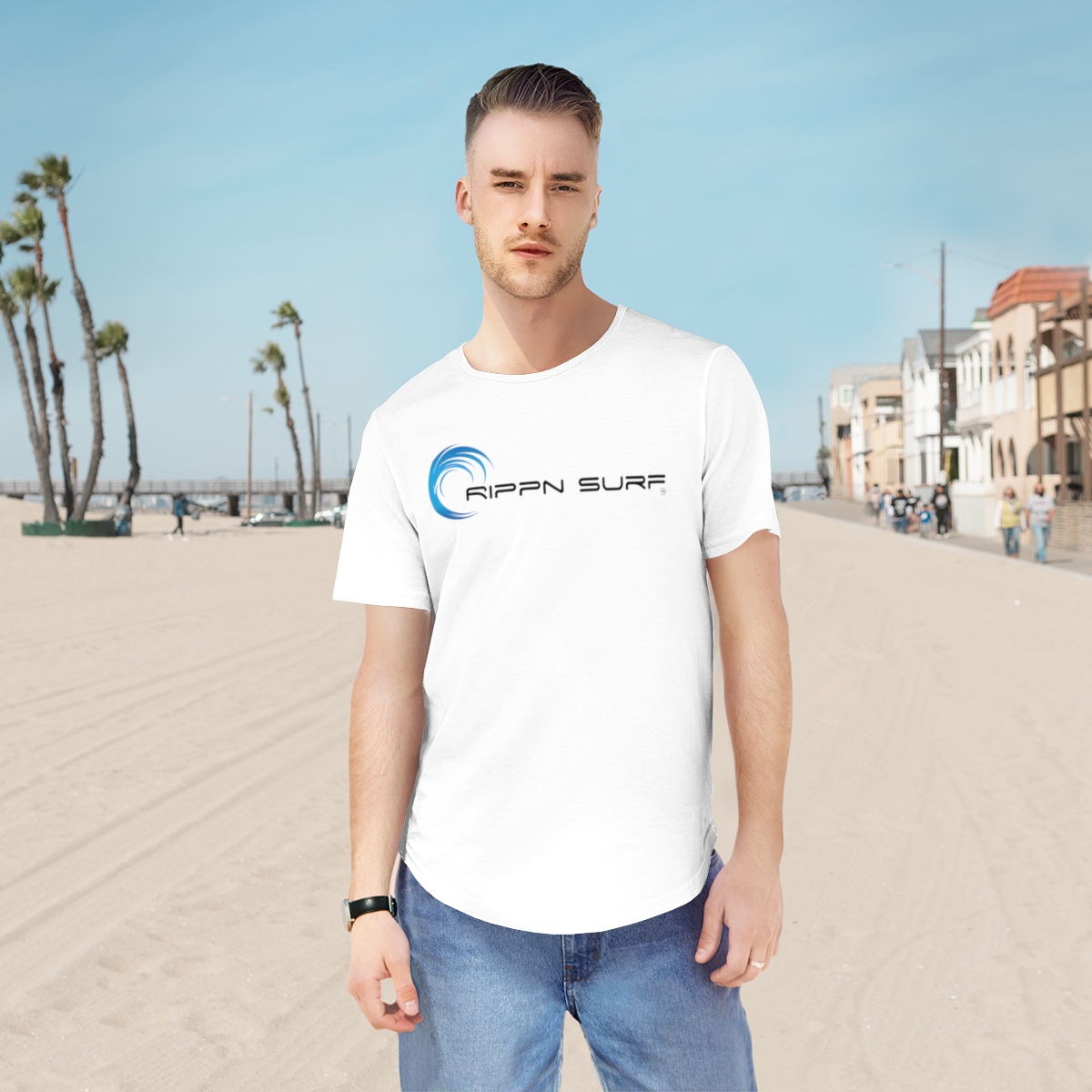 Rippn Surf Men's Curved Hem Tee - Image 4