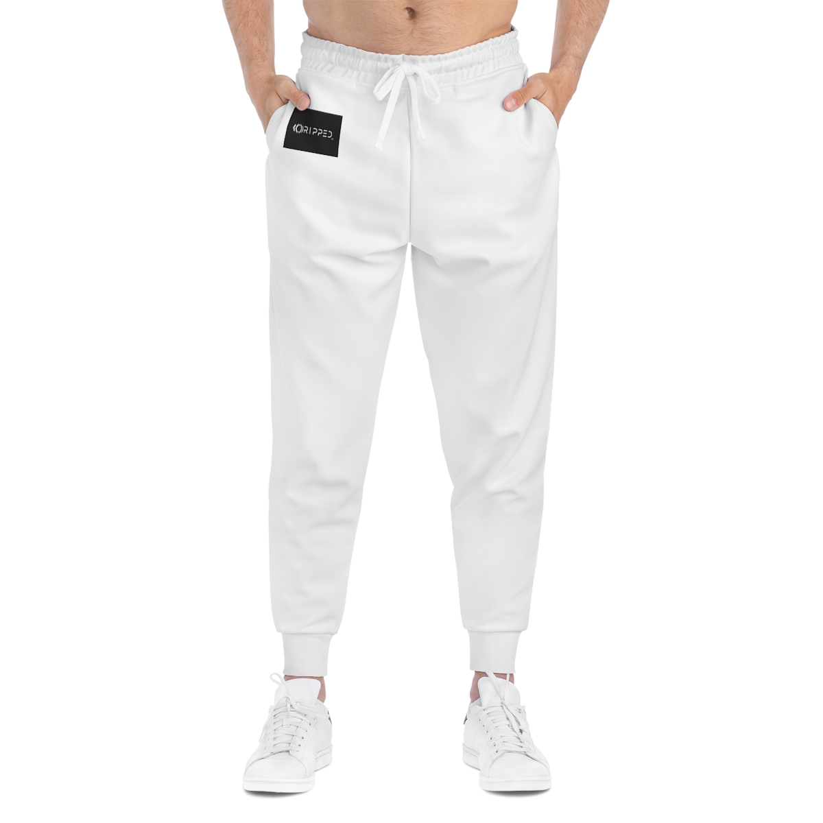 Ripped Men’s Athletic Joggers(Black/White)