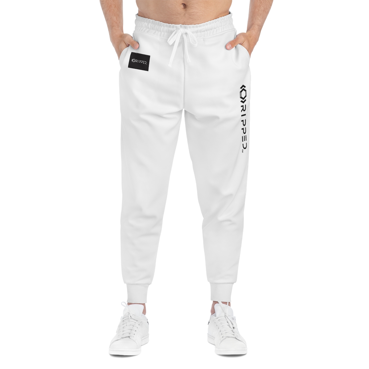 Ripped Vert Men’s Athletic Joggers(Black/White)
