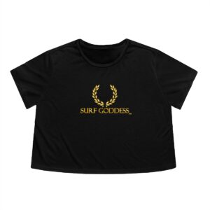 Surf Goddess Women's Black Flowey Cropped Tee