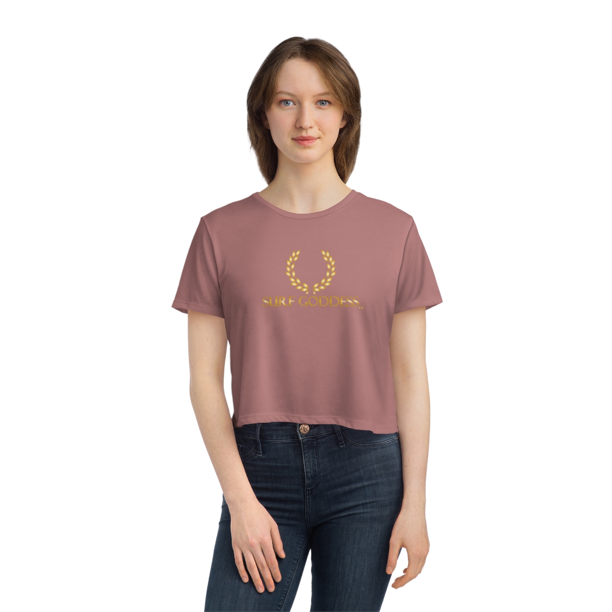 Surf Goddess Women's Pink Flowy Cropped Tee - Image 4