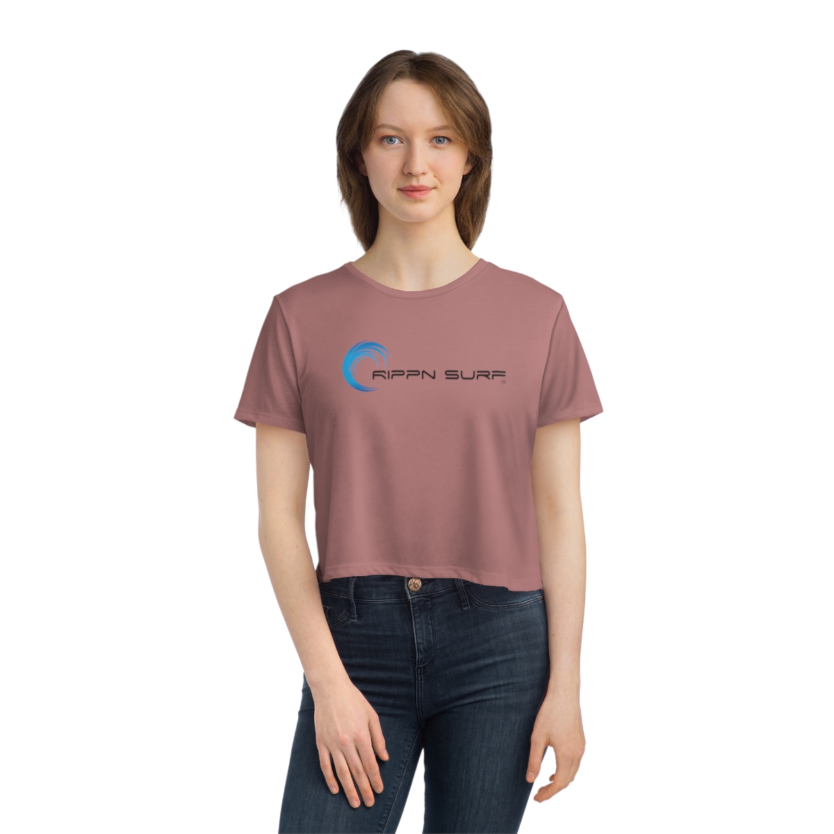 Rippn Surf Women's Pink Flowy Cropped Tee - Image 4