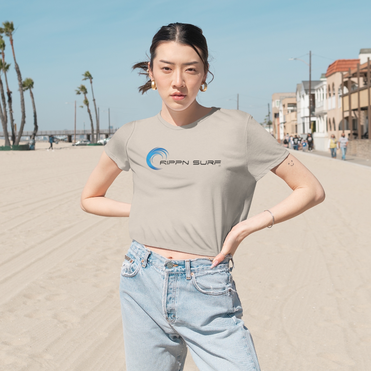 Rippn Surf Women's Heather Dust Flowy Cropped Tee - Image 3
