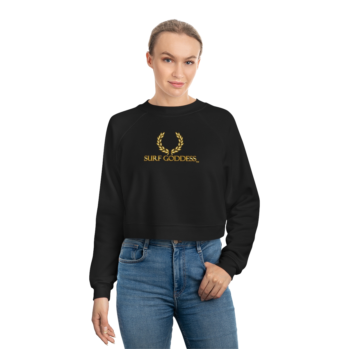 Surf Goddess Women's Black Cropped Fleece Pullover - Image 3