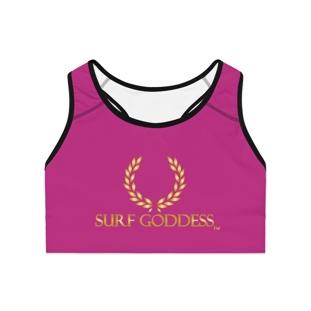 Surf Goddess Pink Athletic Sports Bra (Black Borders) - Image 2