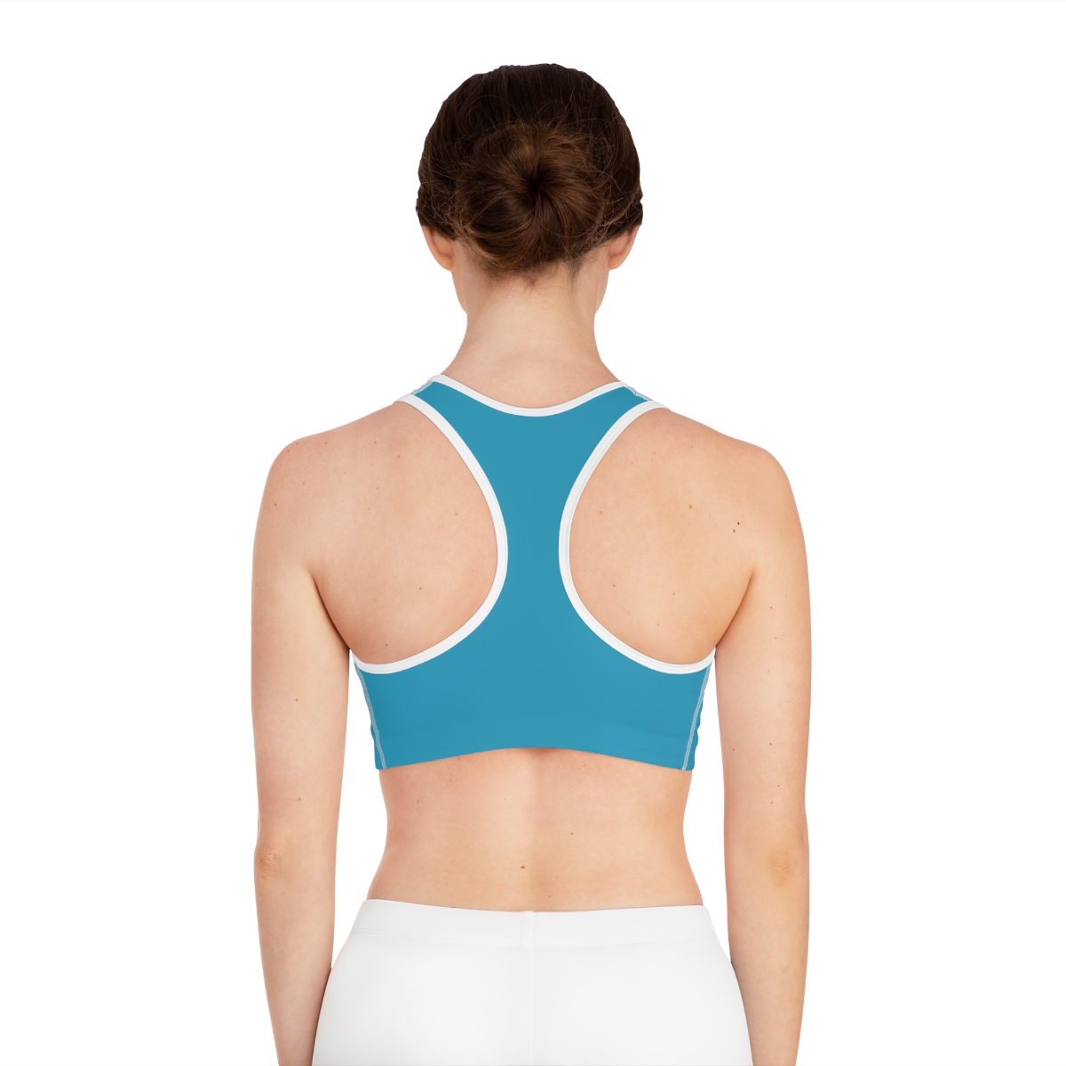 Surf Goddess Ocean Blue Athletic Sports Bra (White Borders) - Image 4