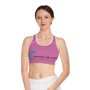 Rippn Surf Light Pink Athletic Sports Bra (White Borders)