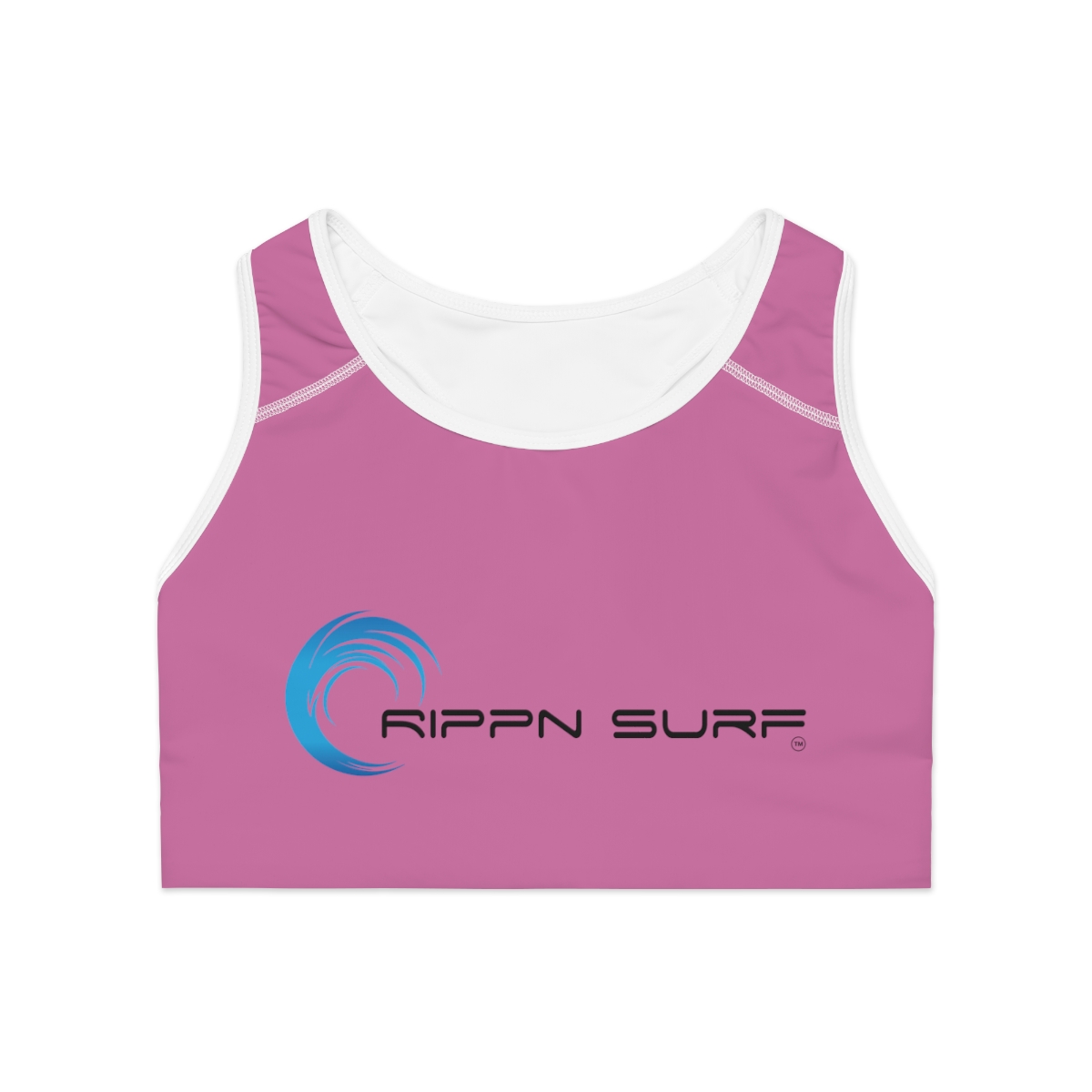 Rippn Surf Light Pink Athletic Sports Bra (White Borders) - Image 2