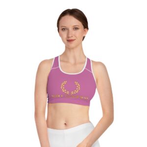 Surf Goddess Light Pink Athletic Sports Bra (White Borders)