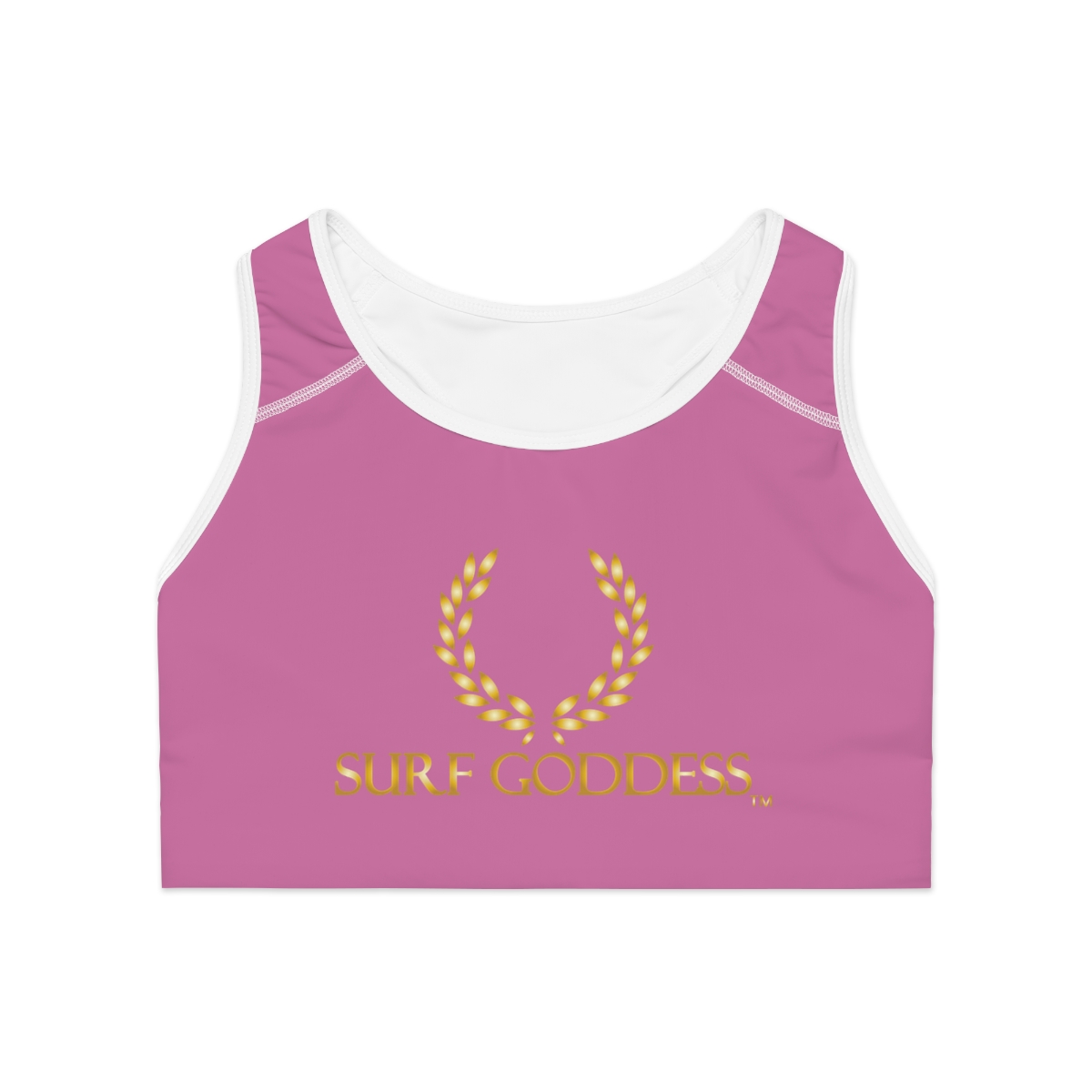 Surf Goddess Light Pink Athletic Sports Bra (White Borders) - Image 2