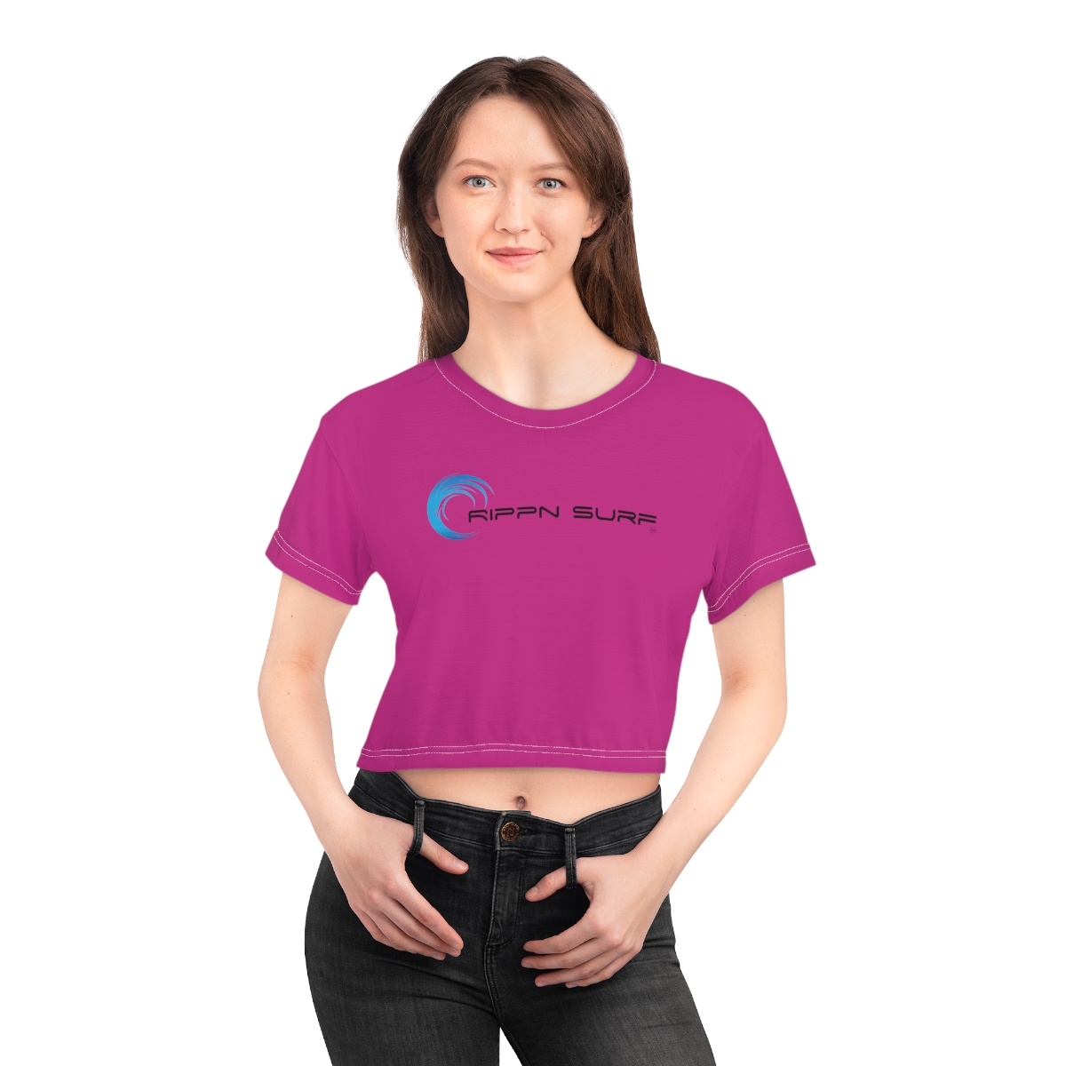 Rippn Surf Women’s Pink Crop Tee - Image 7