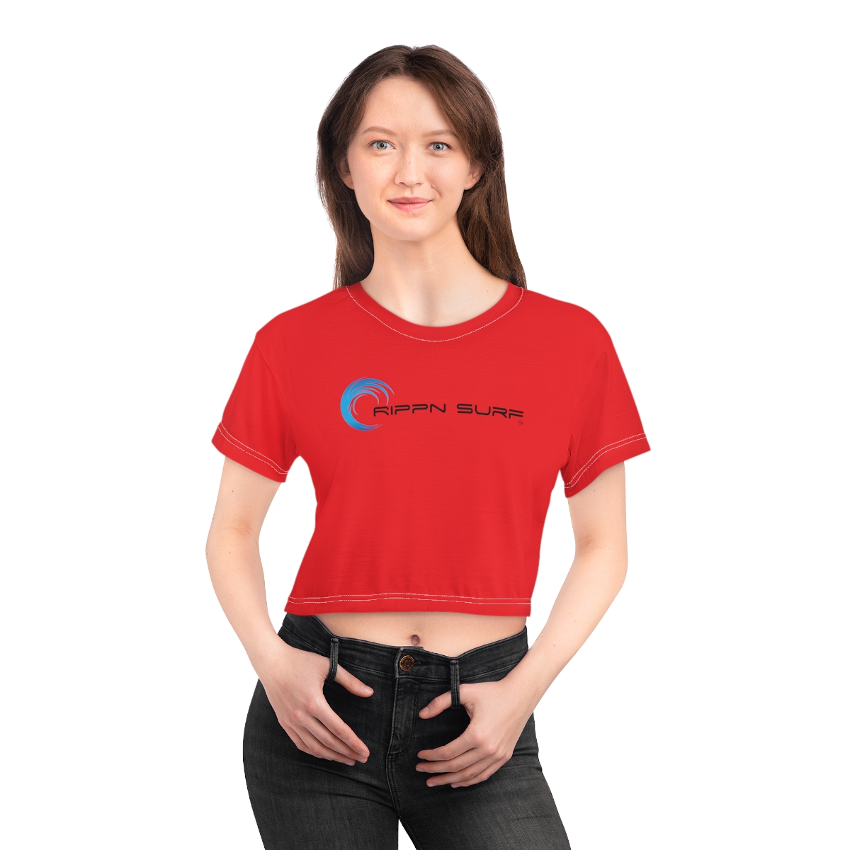Rippn Surf Women’s Red Crop Tee - Image 7