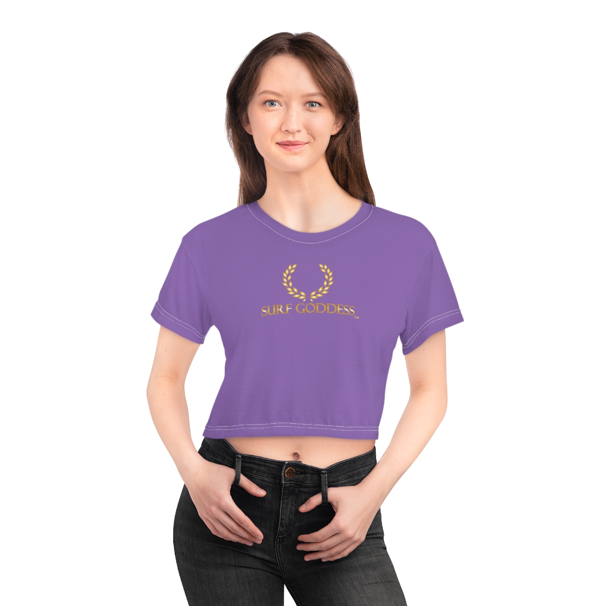 Surf Goddess Women’s Purple Crop Tee - Image 11