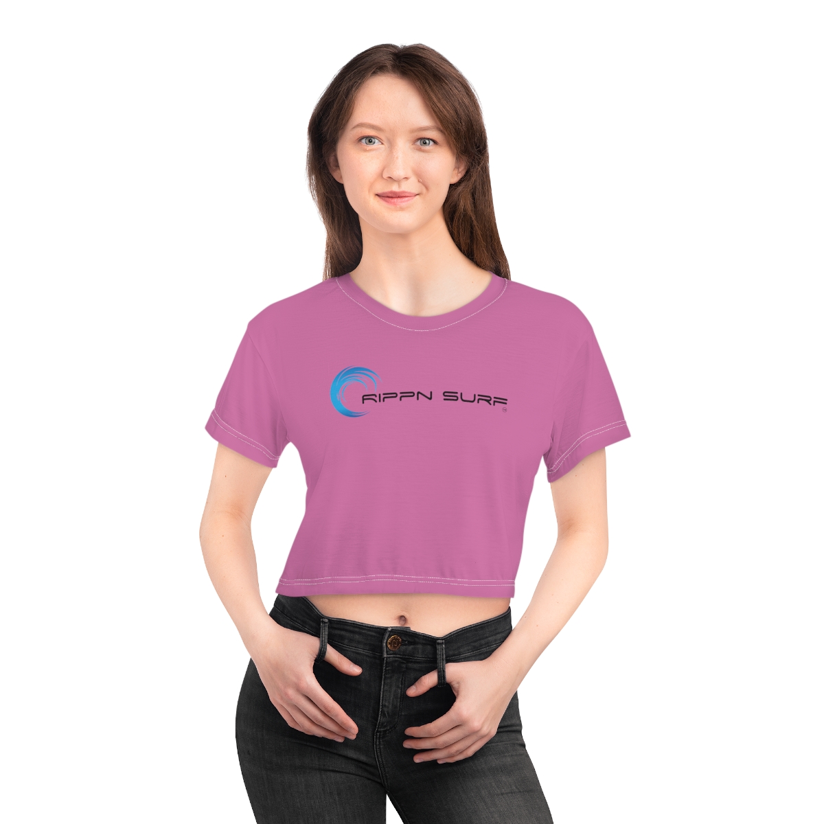Rippn Surf Women’s Light Pink Crop Tee - Image 11