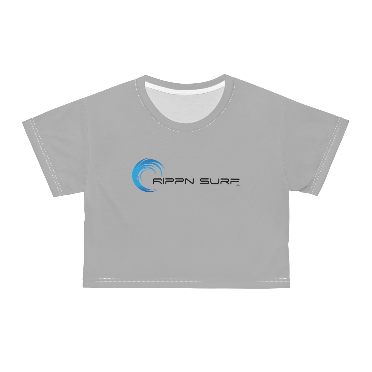 Rippn Surf Women’s Light Grey Crop Tee - Image 9