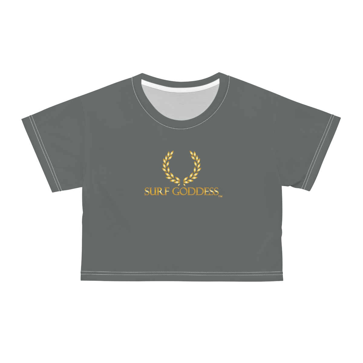 Surf Goddess Women’s Dark Grey Crop Tee - Image 21