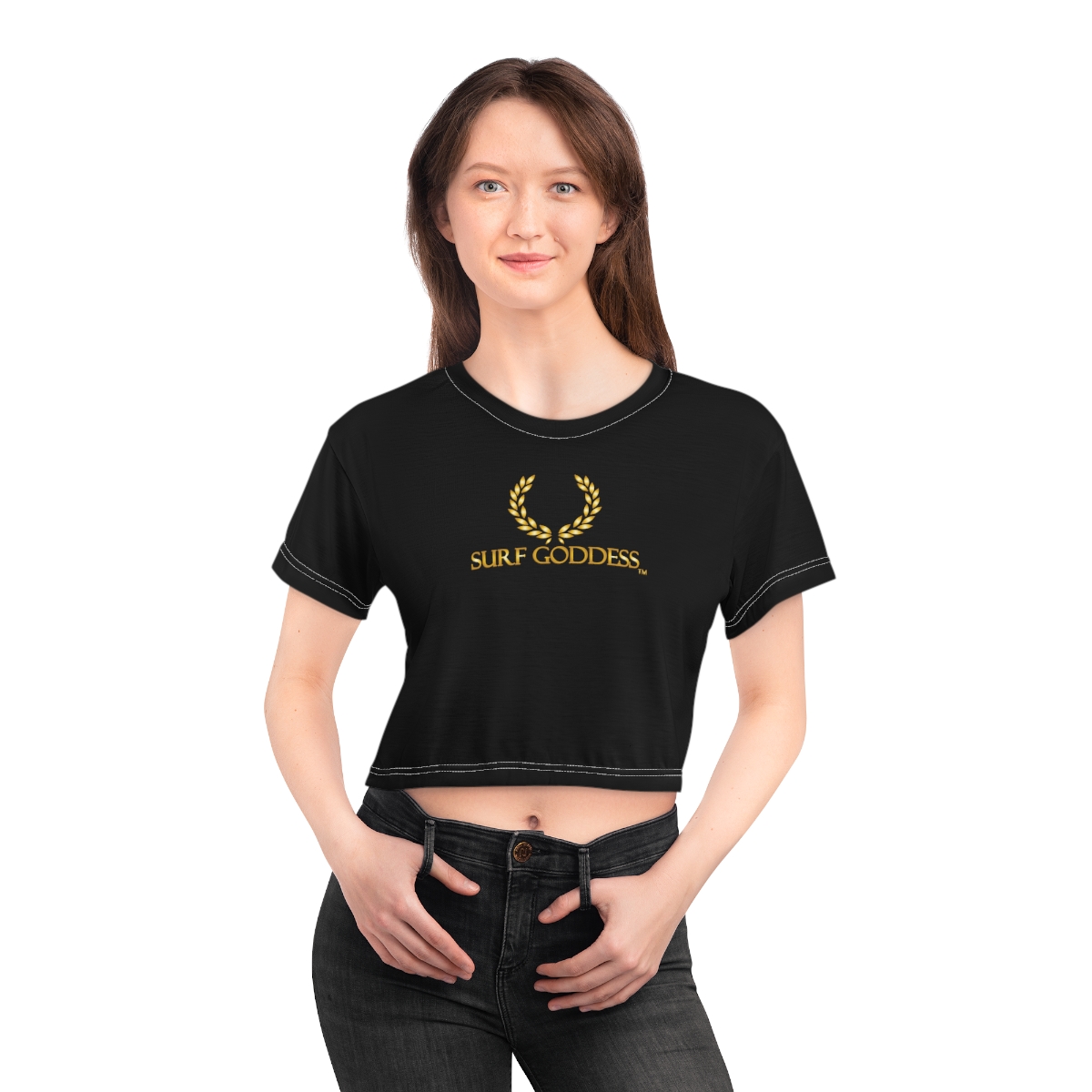 Surf Goddess Women’s Black Crop Tee - Image 23