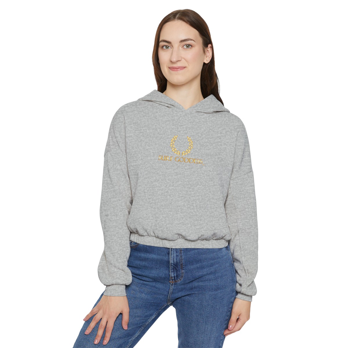 Surf Goddess Women’s Light Grey Cinched Bottom Hoodie - Image 4