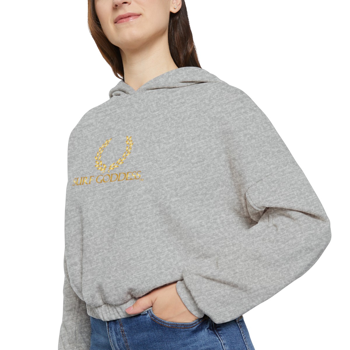 Surf Goddess Women’s Light Grey Cinched Bottom Hoodie