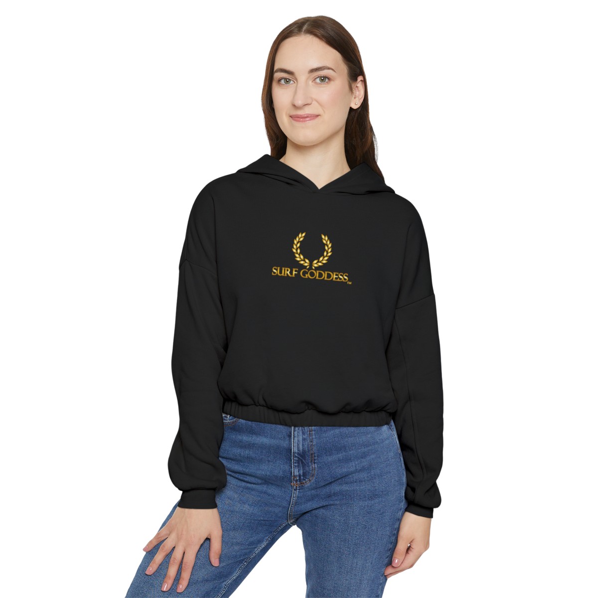 Surf Goddess Women’s Black Cinched Bottom Hoodie - Image 4