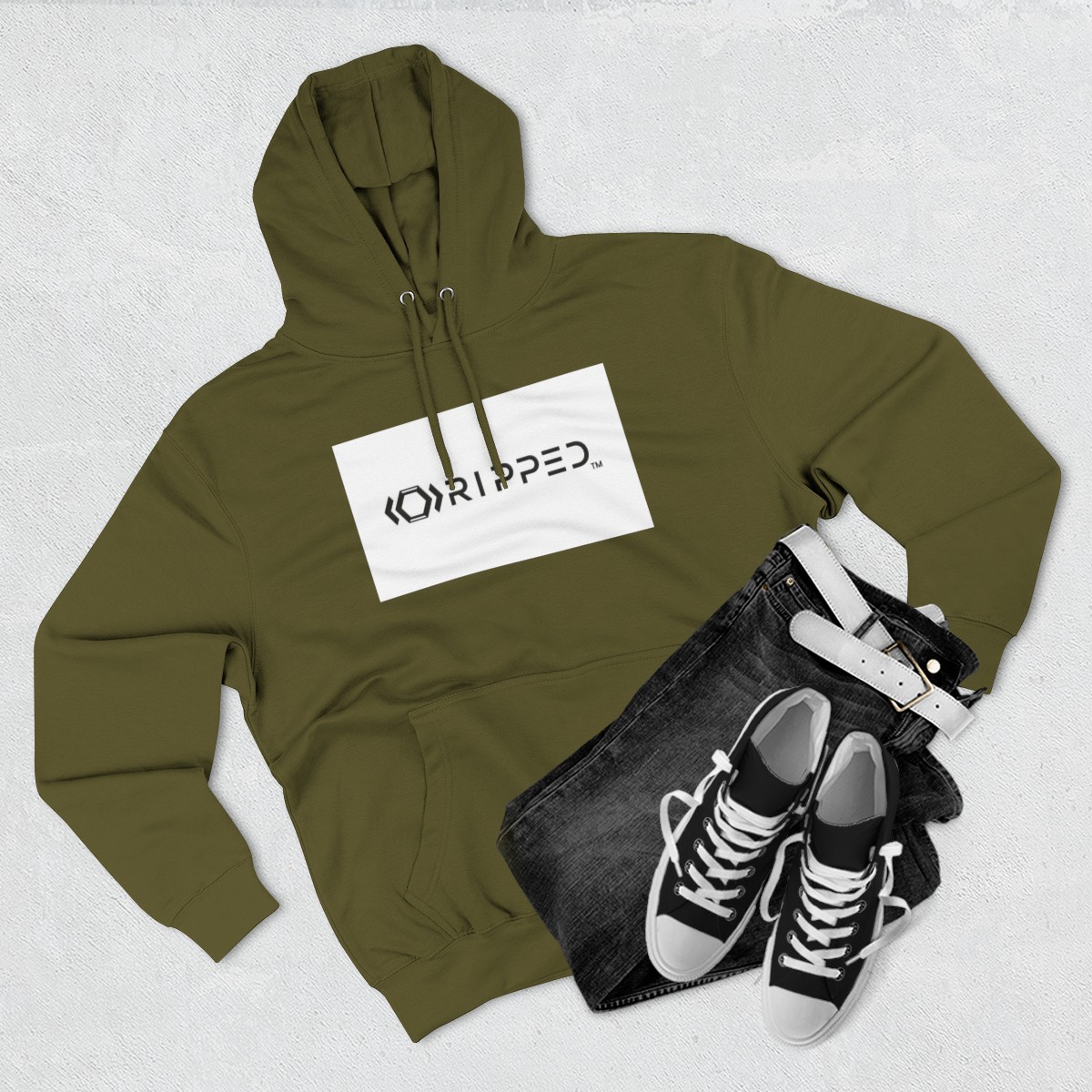 Ripped Men’s Green Fleece Hoodie - Image 3
