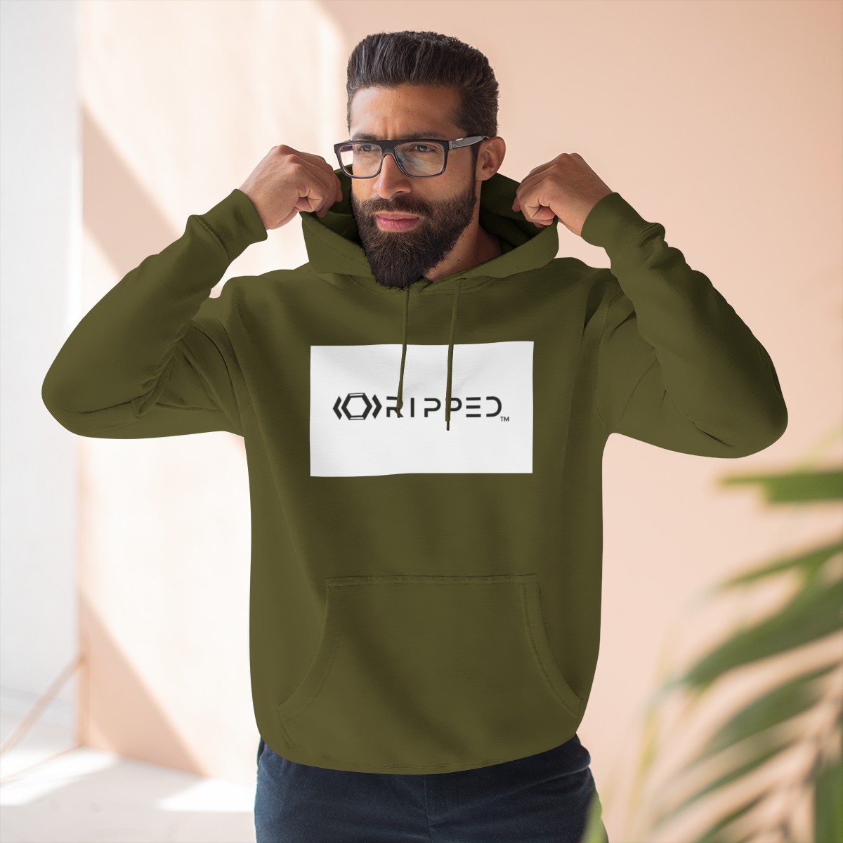 Ripped Men’s Green Fleece Hoodie - Image 5